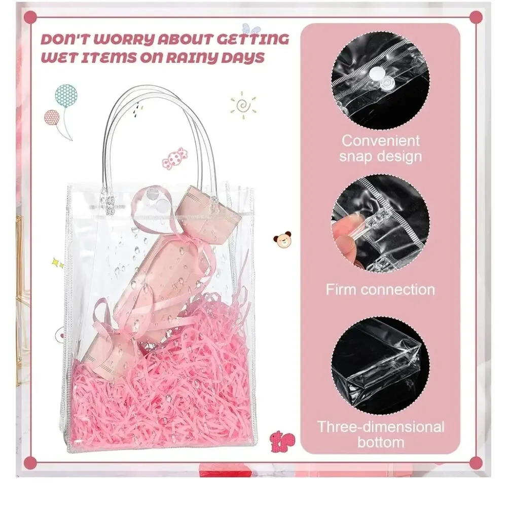 clear PVC Gift Bags with Handles Reusable Tote  for parties 5